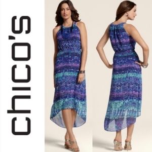 Chico's Purple floral pattern high low dress